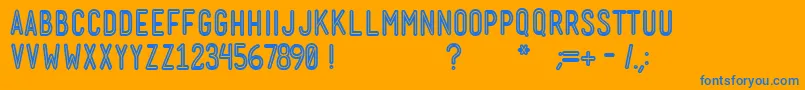 MenschBoldInline-Schriftart – Blaue Schriften auf orangefarbenem Hintergrund