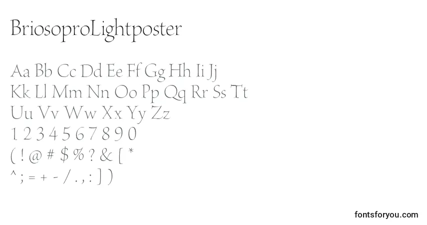 Czcionka BriosoproLightposter – alfabet, cyfry, specjalne znaki