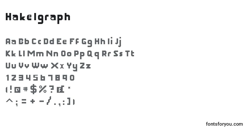 Schriftart Hakelgraph – Alphabet, Zahlen, spezielle Symbole