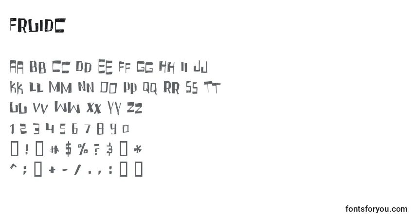 Czcionka Fruidc – alfabet, cyfry, specjalne znaki