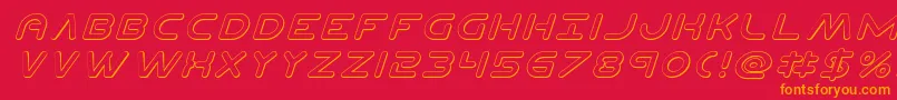 フォントPlanetn3Dital – 赤い背景にオレンジの文字