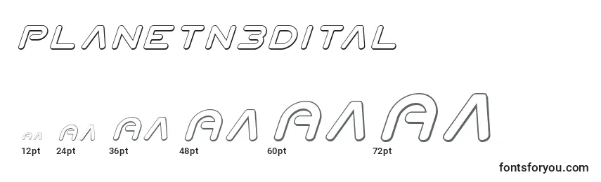 Planetn3Dital Font Sizes