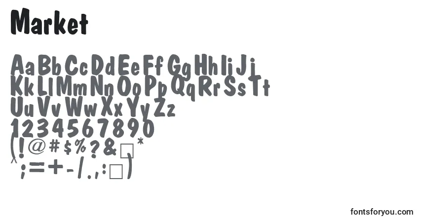 Шрифт Market – алфавит, цифры, специальные символы