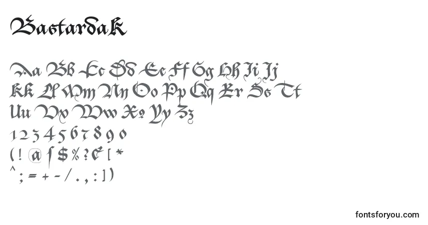 Schriftart BastardaK – Alphabet, Zahlen, spezielle Symbole