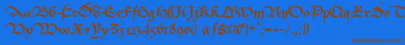 BastardaK Font – Brown Fonts on Blue Background