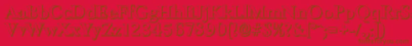 BelfastshadowBold-Schriftart – Braune Schriften auf rotem Hintergrund
