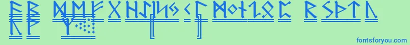 RuneG2-fontti – siniset fontit vihreällä taustalla