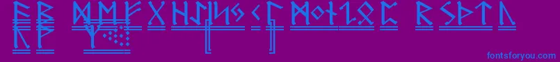 RuneG2-Schriftart – Blaue Schriften auf violettem Hintergrund