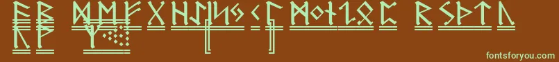 フォントRuneG2 – 緑色の文字が茶色の背景にあります。