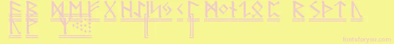 フォントRuneG2 – ピンクのフォント、黄色の背景