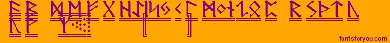 RuneG2-fontti – violetit fontit oranssilla taustalla