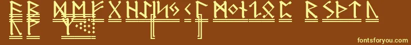 RuneG2-fontti – keltaiset fontit ruskealla taustalla