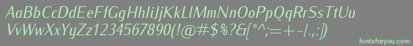 IwonacondItalic-fontti – vihreät fontit harmaalla taustalla