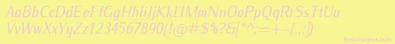 IwonacondItalic Font – Pink Fonts on Yellow Background