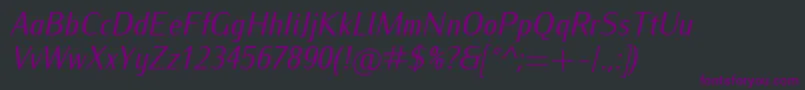フォントIwonacondItalic – 黒い背景に紫のフォント