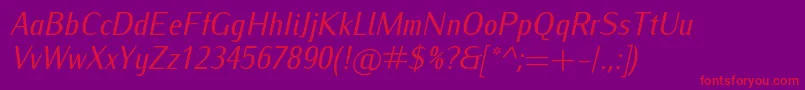 IwonacondItalic Font – Red Fonts on Purple Background