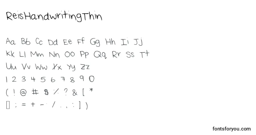 Шрифт ReisHandwritingThin – алфавит, цифры, специальные символы