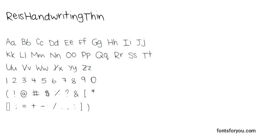 ReisHandwritingThinフォント–アルファベット、数字、特殊文字