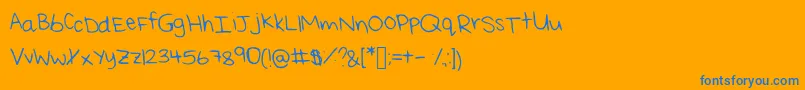 フォントReisHandwritingThin – オレンジの背景に青い文字