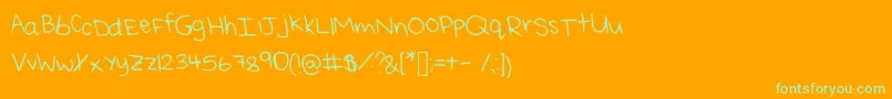 ReisHandwritingThin Font – Green Fonts on Orange Background