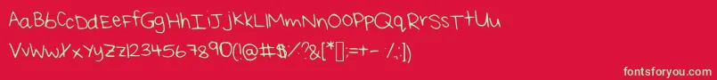 ReisHandwritingThin Font – Green Fonts on Red Background