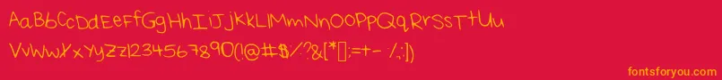 ReisHandwritingThin Font – Orange Fonts on Red Background