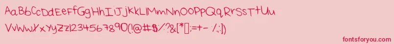 ReisHandwritingThin Font – Red Fonts on Pink Background