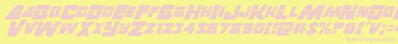 Thunderstrikelaser-Schriftart – Rosa Schriften auf gelbem Hintergrund