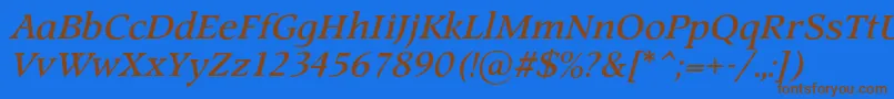 フォントProspectcBolditalic – 茶色の文字が青い背景にあります。