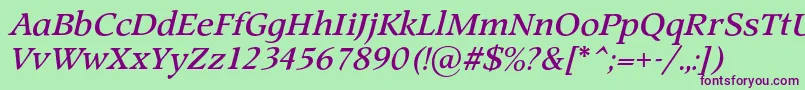 ProspectcBolditalic Font – Purple Fonts on Green Background