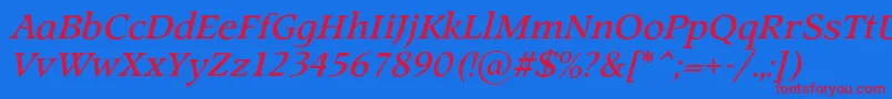 ProspectcBolditalic Font – Red Fonts on Blue Background