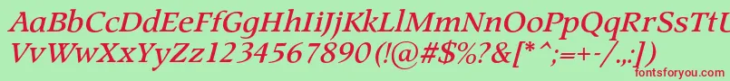 ProspectcBolditalic Font – Red Fonts on Green Background