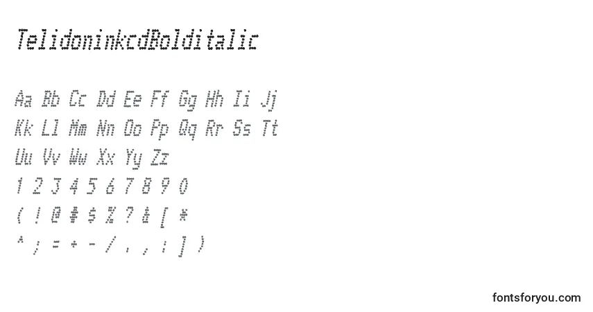 A fonte TelidoninkcdBolditalic – alfabeto, números, caracteres especiais