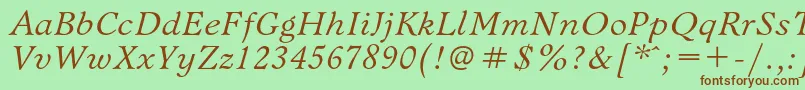 BannikovacItalic Font – Brown Fonts on Green Background