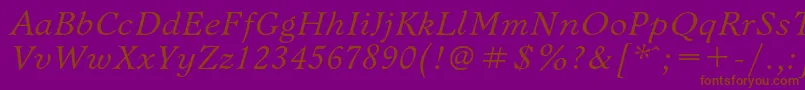 BannikovacItalic Font – Brown Fonts on Purple Background