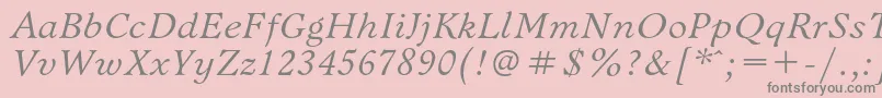 Fonte BannikovacItalic – fontes cinzas em um fundo rosa