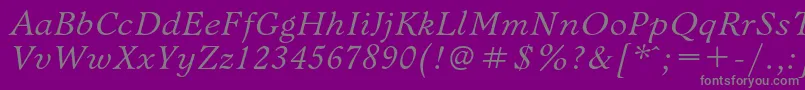 フォントBannikovacItalic – 紫の背景に灰色の文字