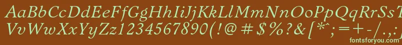 BannikovacItalic Font – Green Fonts on Brown Background