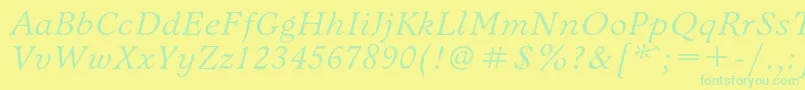 Шрифт BannikovacItalic – зелёные шрифты на жёлтом фоне