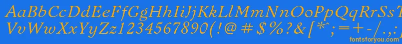 BannikovacItalic Font – Orange Fonts on Blue Background