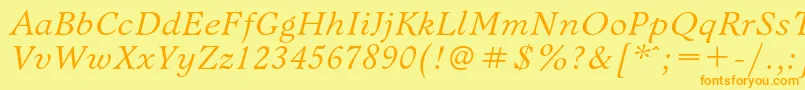 BannikovacItalic Font – Orange Fonts on Yellow Background