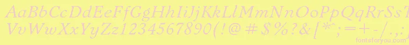 BannikovacItalic Font – Pink Fonts on Yellow Background