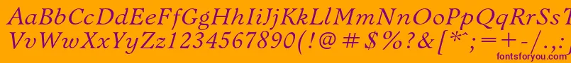 フォントBannikovacItalic – オレンジの背景に紫のフォント