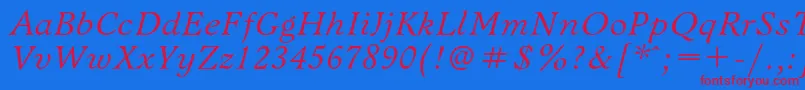 BannikovacItalic Font – Red Fonts on Blue Background