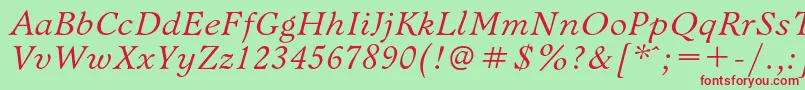 BannikovacItalic Font – Red Fonts on Green Background