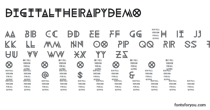 Fuente DigitaltherapyDemo - alfabeto, números, caracteres especiales