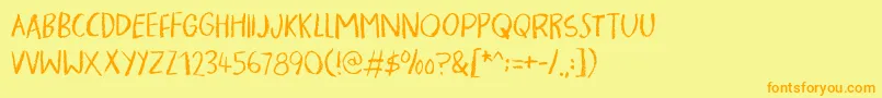 フォントPigmentDemo – オレンジの文字が黄色の背景にあります。