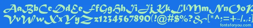 Asylbekm08matura.Kz Font – Green Fonts on Blue Background