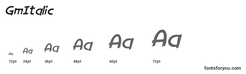 Размеры шрифта GmItalic
