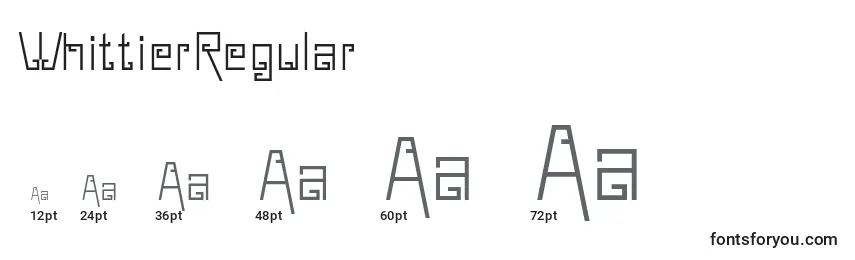 WhittierRegular Font Sizes